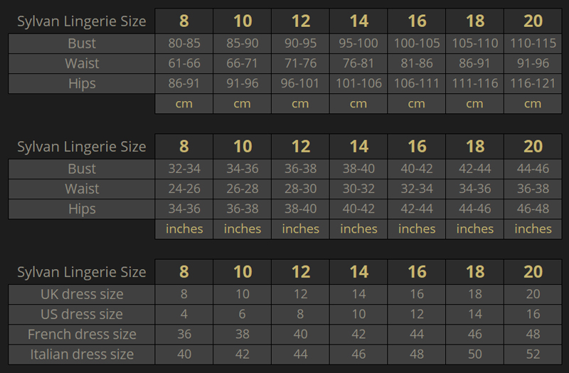 Sylvan Lingerie Size Chart